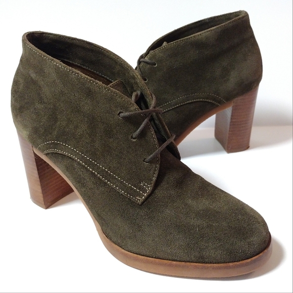 Johnston & Murphy Women's Suede heeled Lace Up Ankle Boots Forest green Size 9 - Picture 2 of 7